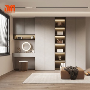 Armario Empotrado Moderno con Tocador, Armario <span class=keywords><strong>de</strong></span> Piso <span class=keywords><strong>a</strong></span> <span class=keywords><strong>Techo</strong></span> con Estantes con Iluminación LED - Product Image 1