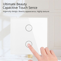 Interrupteur mural intelligent WiFi tactile 2 voies, compatible avec l'application Tuya Smart Life, en blanc ou noir, Max. Courant 10A compatible UE/Royaume-Uni
