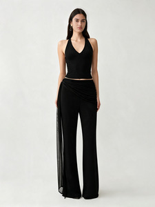 Nouveau pantalon micro-évasé noir haut de gamme 2026 pour femme, amincissant et polyvalent, style décontracté - Product Image 1