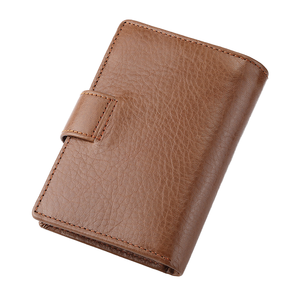 Cartera pequeña de cuero de vaca de grano superior para mujer, billetera de bolsillo con cremallera plegable con bloqueo RFID, ventana de identificación, función antirrobo, hilo corto - Product Image 4