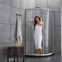 Cabine de douche coulissante simple moderne avec cadre métallique brossé et verre trempé pour hôtel de luxe, appartement, salle de bain vapeur