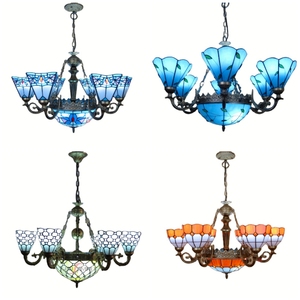 Vendita all'ingrosso e diretta di paralumi in vetro colorato a mosaico colorato in stile <span class=keywords><strong>Tiffany</strong></span> Lampada a sospensione lampadari a LED da 12 pollici - Product Image 3