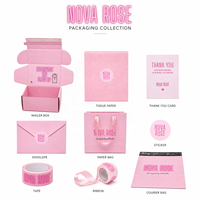 Boîtes en carton ondulé rose personnalisées pour emballage cadeau de cils cosmétiques, avec bande de déchirement facile, pour expédition, luxe
