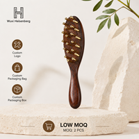 Peigne de massage artisanal en cuivre et bois à long manche, 22 dents, masseur de tête Gua Sha en laiton pour la relaxation