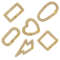 Fermoir à ressort carré en laiton plaqué or VK147, accessoires de bricolage pour chaussures, fermoir de bijoux en zircon complet