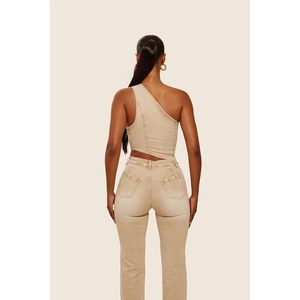 Conjunto de mezclilla personalizado 2026 para mujer: Top de un hombro y jeans con diseño recortado, transpirable, estilo Y2K, ideal para salir. - Product Image 2