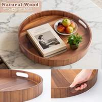 Grand plateau de service en bois irrégulier de 20 pouces avec poignées, plateau de table basse ottoman moderne, plat décoratif jetable pour cuisine