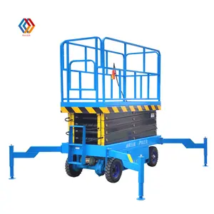 Mobile wireless electric battery operated scissor lift table with safety outriggers