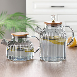 Wholesale Eco-Friendly High Borosilicate Glass Teapot Set Cooling <strong>Kettle</strong> Glass Handle Large Capacity Bamboo Lid Modern Luxury - Product Image 1