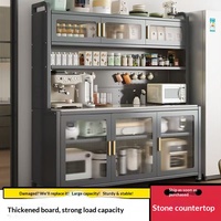 Meuble de rangement de cuisine en pierre frittée, buffet multi-niveaux sur pied avec portes, organisateur pour micro-ondes, casseroles et bols