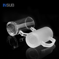 Mug à bière transparent de 16 oz, vierge pour sublimation DIY, en forme de canette de bambou, pré-revêtu en usine, en verre transparent