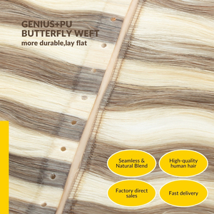 Extensions <span class=keywords><strong>de</strong></span> cheveux Genius Medusa Weft, double trame, cheveux russes, trame à trous en PU, trame papillon double languette, extensions invisibles - Product Image 3