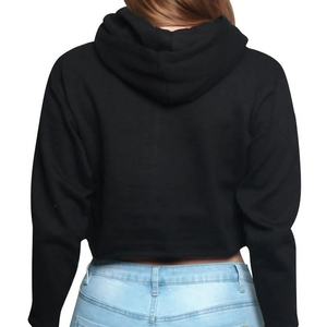 Customized Streetwear Fashion Logo Custom Crop Top Hoodie 100% Cotton Long <b>Sleeve</b> High Quality Breathable Crop Top Hoodies - Product Image 1