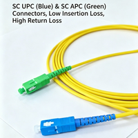 Simplex SC/APC to SC/UPC Single Mode 3.0mm 9/125 G652D Yellow PVC Fiber Patch Cord 1260-1650nm FTTH Network