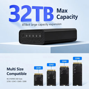 Box esterno in alluminio M2 a 4 alloggiamenti USB4 per SSD NVMe, custodia RAID M.2 NVMe a 4 alloggiamenti da 40 Gbps con ventola di raffreddamento - Product Image 6