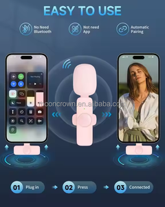 Micrófono de Solapa Inalámbrico K12 Profesional para Podcast Micrófono Lavalier K8 Doble Inalámbrico Rosa para Teléfono Móvil iPhone y Android - Product Image 2