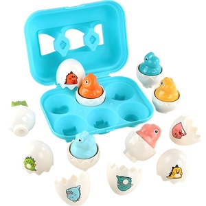 6 pezzi di <span class=keywords><strong>dinosauro</strong></span> abbinamento uova giocattoli per bambini Montessori colore e forma di smistamento abbinamento uovo gioco educativo con squittio - Product Image 1