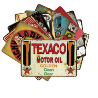 Juego de Letreros Metálicos de Gasolina y Petróleo, Decoración Retro para Pared de Casa, Garaje o Cuarto de Hombre, Decoración Vintage