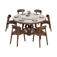 Moderner Italienischer Stil Hochwertiges Minimalistisches Schiefer-Esstisch-Stuhl-Set für den Hausgebrauch Massivholztisch mit Drehbarem Tablett Luxuriös