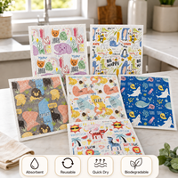 Vente en gros d'usine, chiffon à vaisselle suédois biodégradable, design personnalisé, 70% cellulose, 30% coton, éponges de nettoyage réutilisables pour la cuisine