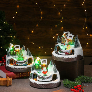 New Christmas Glowing <b>Music</b> Rotating Train Resin Ornament, Christmas Decoration Gift <b>Music</b> <b>Box</b> - Product Image 2