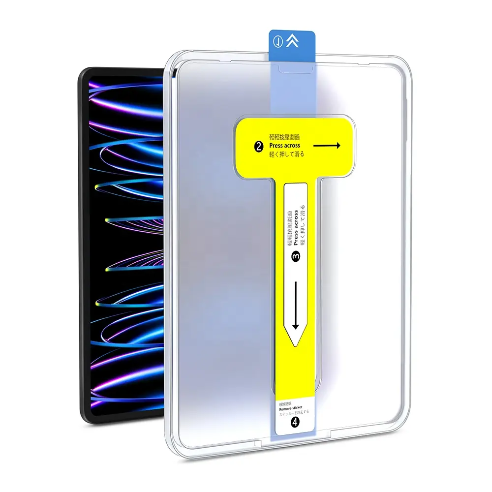 Yqpremium — protecteur d'écran 2,5d pour Apple iPad, Film en verre trempé, guide d'installation facile, 10.2 pouces, 9e, 12.9 Pro 11 pouces, 2018