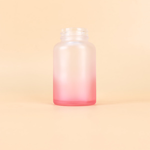 Wholesale Glass <b>Bottle</b> <b>Pink</b> Gradient Matte Finish Customized Jar Pharmaceutical Packaging Can For Health Products With Screw Cap - Product Image 6