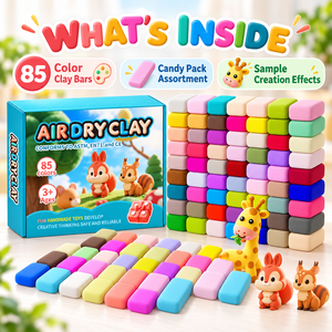 Ensemble d'argile à séchage à l'air, 85 couleurs, pack bonbons, barres d'argile à modeler, douces, brillantes, non collantes, pour enfants, bricolage, artisanat, vente en gros - Product Image 2