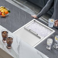Kotak Es Stainless Steel, Wadah Es Komersial dengan Penutup Geser, 40.9 qt untuk Dapur Luar Ruangan
