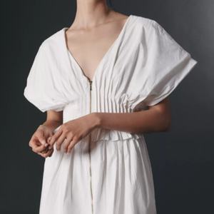 Vestido Midi Casual de Verano con Cuello en V, Cierre Frontal con Cremallera, Decoraciones de Encaje Bordado y Estampado Floral, Transpirable - Product Image 3