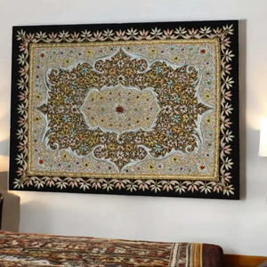Zardozi Floral Tapisserie Tenture Murale Écologique À La Main Bijou Brodé Pierres Semi-Précieuses Récent Maison Intérieur Velours - Product Image 1