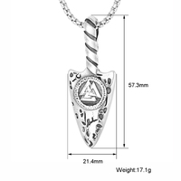 Collier pendentif 3D design vintage nordique viking en acier inoxydable avec marteau Gungnir, rune Valknut, pointe de lance et boussole pour homme