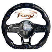 Volant personnalisé en fibre de carbone forgée bleue avec LED pour VW Golf MK5/MK6/MK7, Passat, CC et GTI