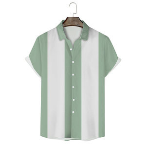 RNSHANGER Fashion Men's Stripe <strong>Shirts</strong> <strong>Vintage</strong> <strong>Bowling</strong> Hawaiian Short Sleeve Slim Fit <strong>Shirt</strong> Polyester Lapel Collar Male <strong>Shirt</strong> - Product Image 6