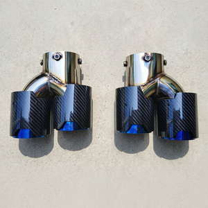 Embouts d'échappement quadruples en fibre de carbone brillante pour BMW 340i G20 M340i, remplacement de tuyau d'échappement avec intérieur en acier inoxydable, ajustement OEM - Product Image 5