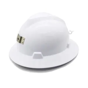 White full brim V type HDPE safety hard hat engineers managers safety helmet matched with miner's lamp