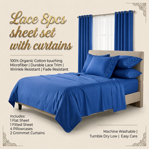 New Arrival White 8PCS Solid Color Brushed Fabric Sheet Set King <strong>Bedding</strong> With 4Pillow Cases <strong>And</strong> <strong>Matching</strong> <strong>Curtain</strong> - Product Image 2