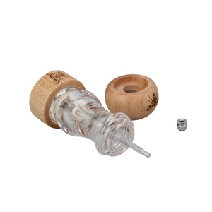 Juego manual de molinillo de sal y pimienta con cuerpo de madera y vidrio - Product Image 3