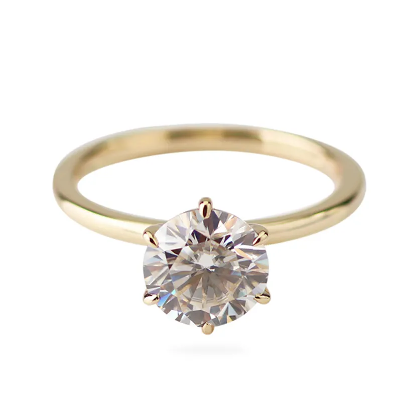 Aangepaste 1.5 Karaat Diamant Solitaire Geel Goud Moissanite Engagement Rings