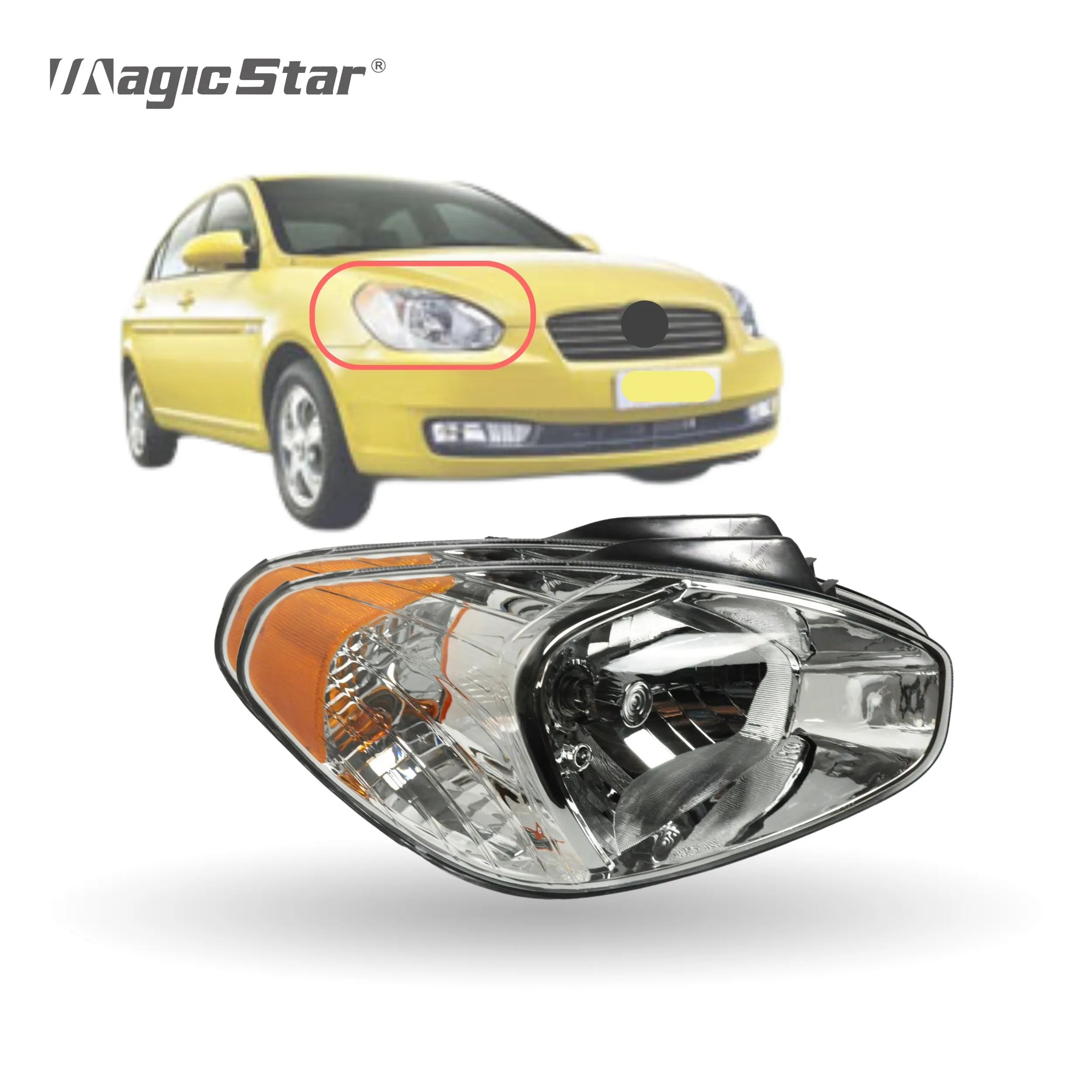 Schlussverkauf Autobeleuchtungssystem Frontscheinwerfer Halogen-Xenon-Scheinwerfer Auto-Halogen-Scheinwerfer für Hyundai Accent 2006-2008