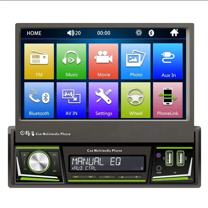 New Full touch MP5 7 ' Android Touch Screen Car Radio DVD Player Universal Manual telescopic screen, dual USB/with LCD display