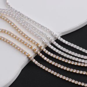 Elegante Catena Tennis in Oro 14K Placcato <span class=keywords><strong>con</strong></span> Zirconi Trasparenti a 4 Griffe per Creazione di Gioielli Fai-da-Te, Collane e Bracciali da Donna - Product Image 5