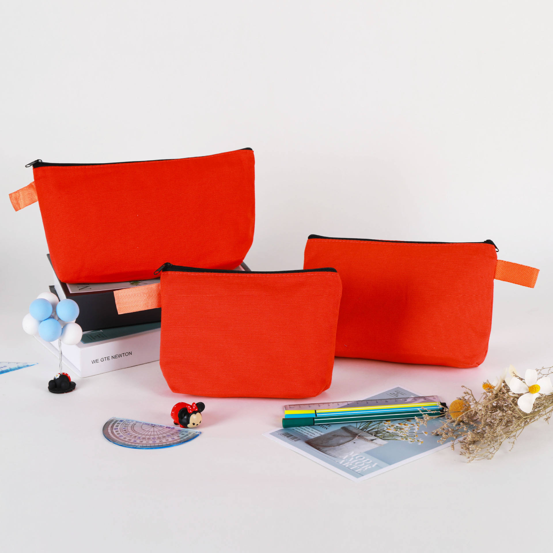 Cosmetic Bag Zip Pouch Canvas Make up Pouches Travel Mini