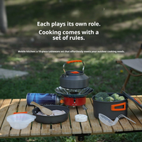 Ensemble de cuisine de camping 10 pièces, pour pique-nique en plein air, en aluminium oxydé antiadhésif, comprenant bouilloire, poêle à frire, marmite, pour 2-3 personnes