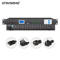 GTSVSOMA DR408S Séquenceur d'alimentation 10 canaux 1U en métal à montage en rack 8000W avec affichage LCD rétroéclairé de la tension AC 100-240V pour