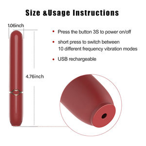 10 Modi Vibrationsfunktion Tragbarer Roter Lippenstift-Vibrator mit Reinigungsabdeckung Klitorale <span class=keywords><strong>Stimulation</strong></span> Kleiner Mini-<span class=keywords><strong>Bullet</strong></span>-Vibrator für Frauen - Product Image 6