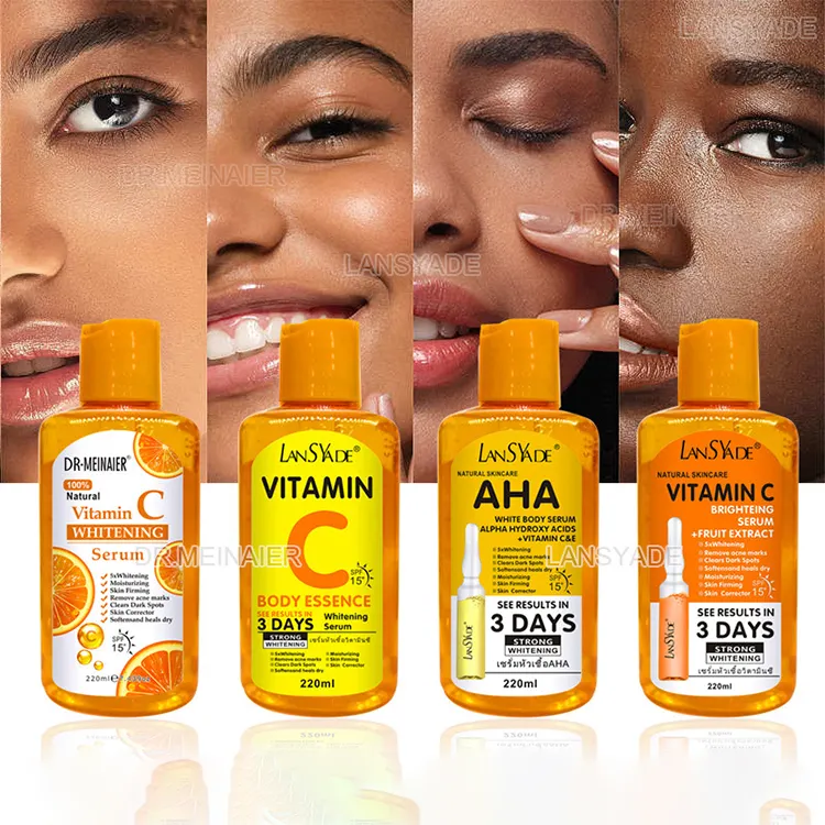 Özel etiket yüz Serum saf C vitamini zerdeçal doğal AHA nemlendirici anti-kırışıklık parlatıcı beyazlatma yüz vücut serumu
