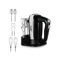 Batteur à main Sonifer SF-7044A avec 5 vitesses réglables, fouets en acier inoxydable, base compacte pour pâtisserie à domicile