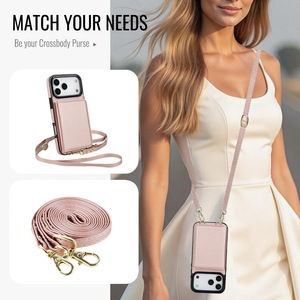 Per <span class=keywords><strong>iPhone</strong></span> 17 caso <span class=keywords><strong>con</strong></span> cordino da polso + cinturino a tracolla portafoglio in pelle di lusso RFID <span class=keywords><strong>Cover</strong></span> per <span class=keywords><strong>iPhone</strong></span> 16 17 Pro Max - Product Image 6