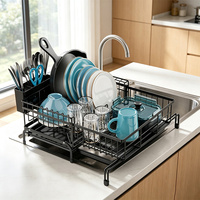 Égouttoir à vaisselle extensible grande capacité K3625 pour évier, en métal, pour comptoir de cuisine